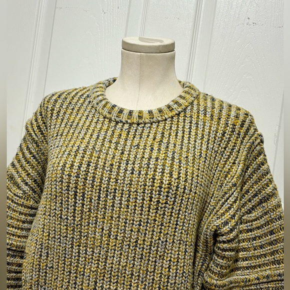 Maje Mous Oversized Yellow Multi Marled Chunky Ribbed Knit Wool Blend Sweater - Picture 3 of 14